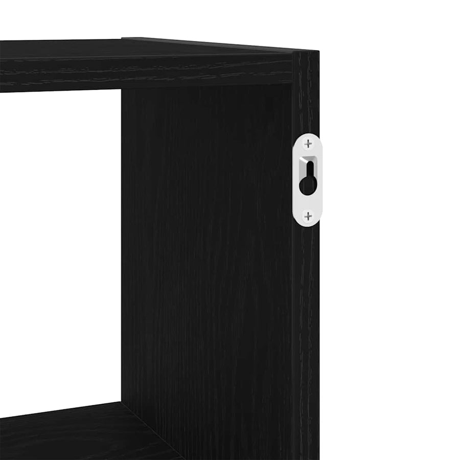 Wandplank Zwart Eiken 100x25x50 cm Bewerkt Hout