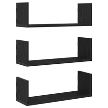 Wandplanken 3 stuks Zwarte Eiken 58x18x18 cm Bewerkt Hout