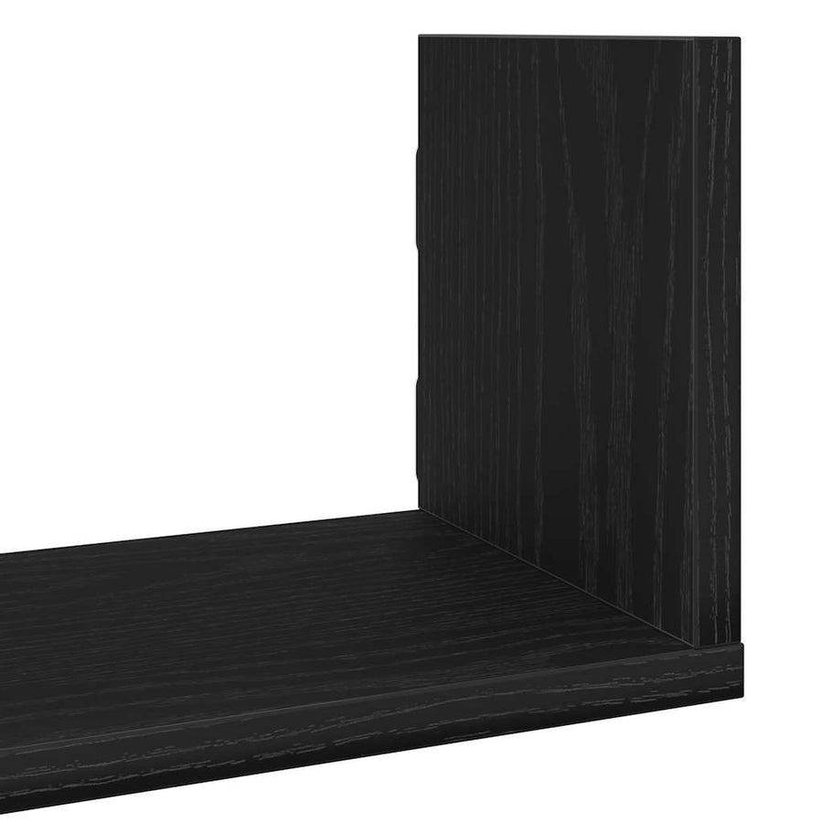 Wandplanken 3 stuks Zwarte Eiken 58x18x18 cm Bewerkt Hout