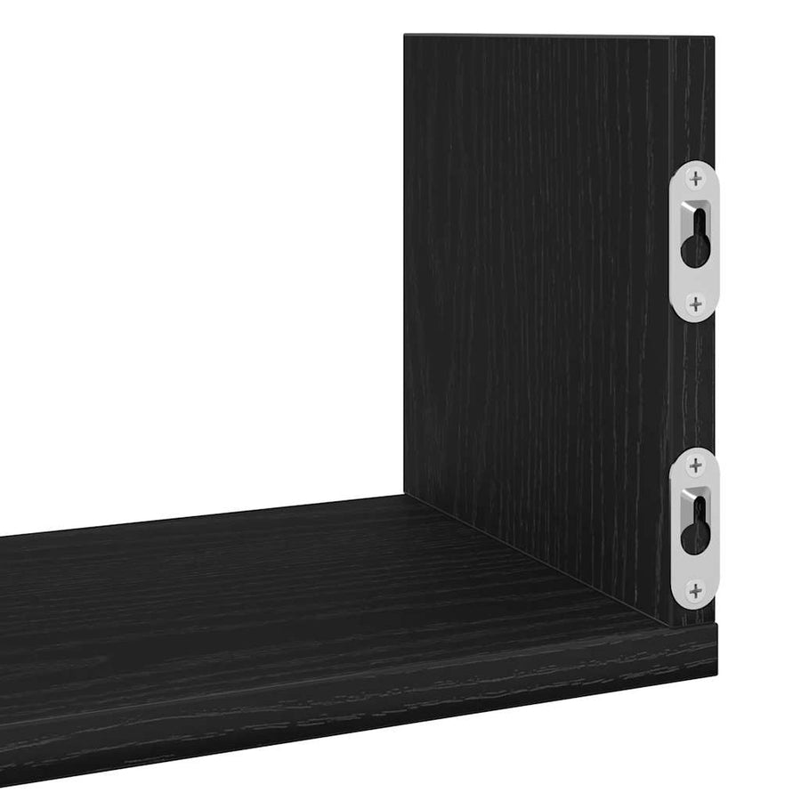 Wandplanken 3 stuks Zwarte Eiken 58x18x18 cm Bewerkt Hout