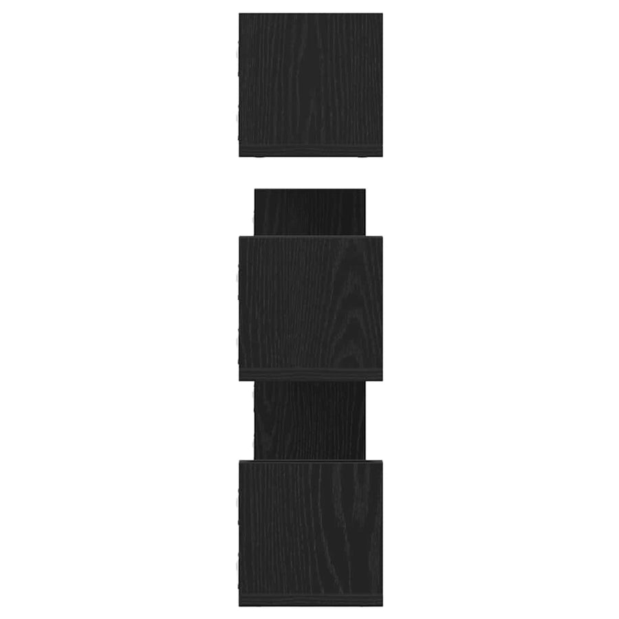 Wandplanken 3 stuks Zwart Eiken 80x18x18 cm Bewerkt Hout