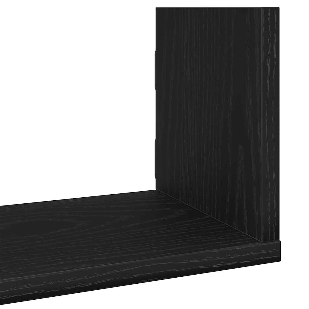 Wandplanken 3 stuks Zwart Eiken 80x18x18 cm Bewerkt Hout