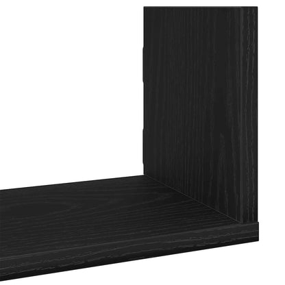Wandplanken 3 stuks Zwart Eiken 80x18x18 cm Bewerkt Hout