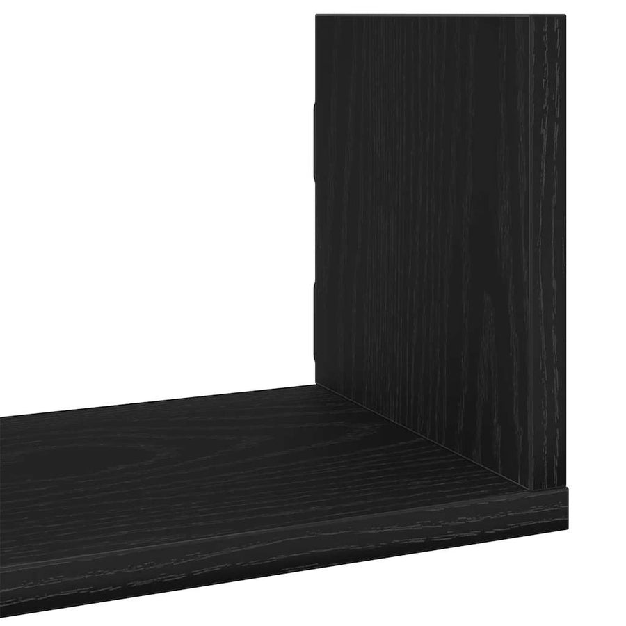 Wandplanken 3 stuks Zwart Eiken 80x18x18 cm Bewerkt Hout