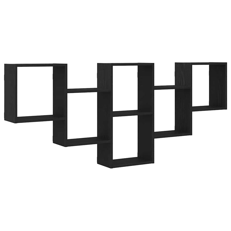 Wandplank Zwart Eiken 159x18x66 cm Bewerkt Hout