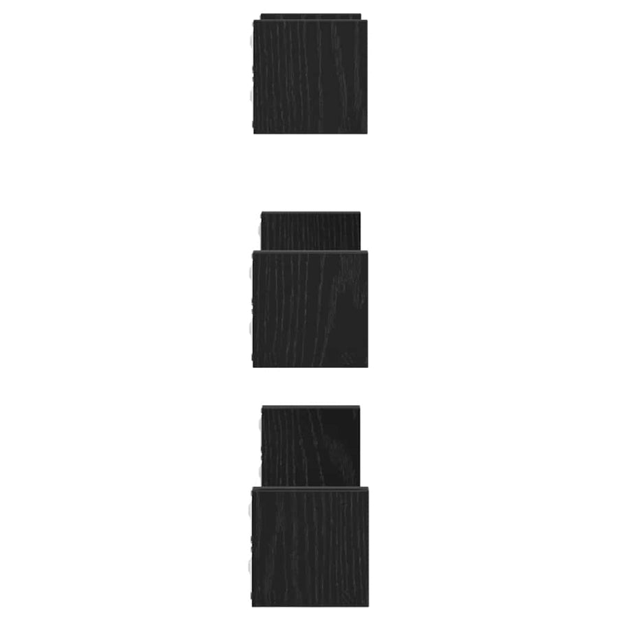 Wandplanken 3 stuks Zwart Eikenhout
