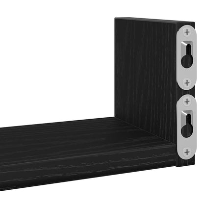 Wandplanken 3 stuks Zwart Eikenhout