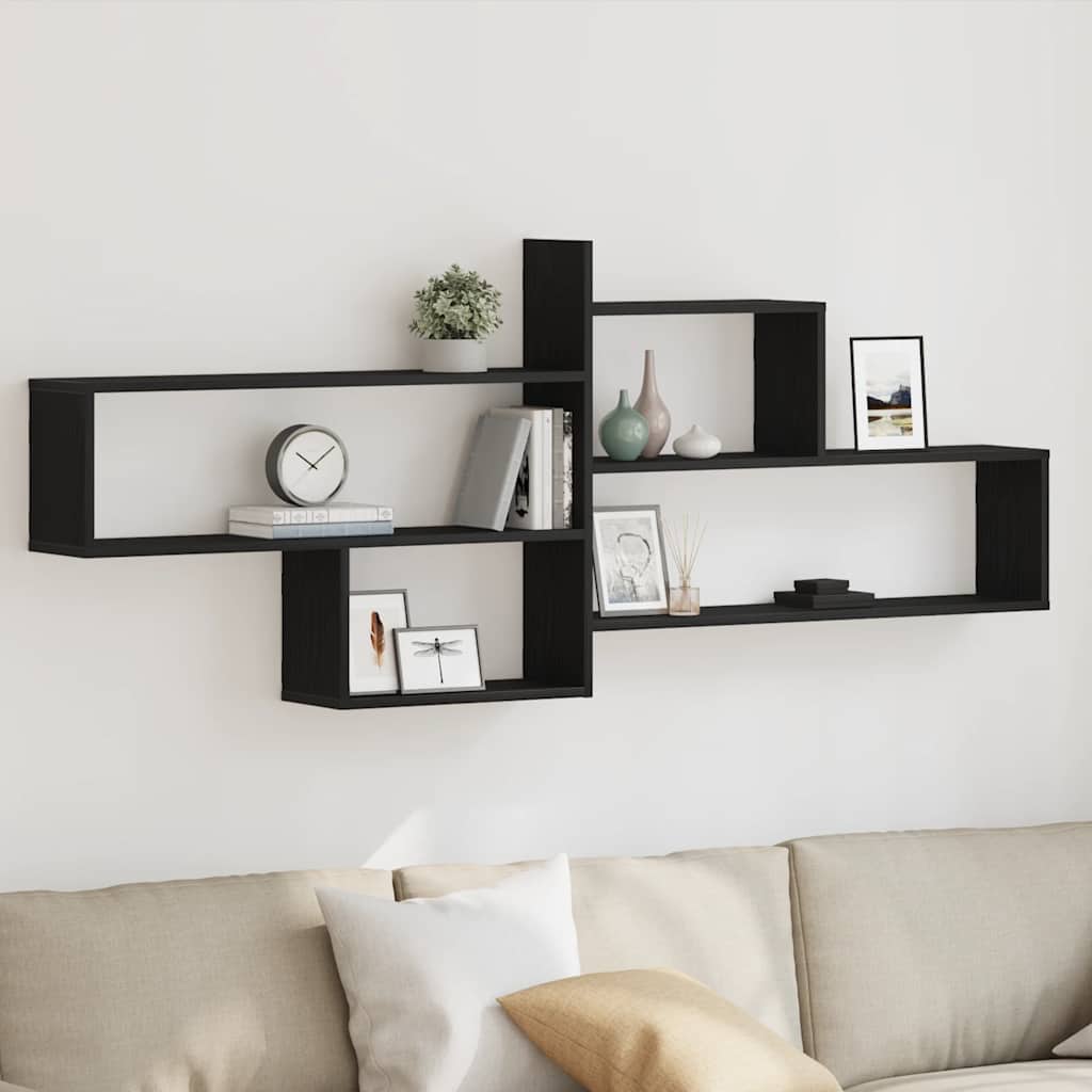 Wandplank Zwart Eiken 167,5x18x68 cm Engineered Wood