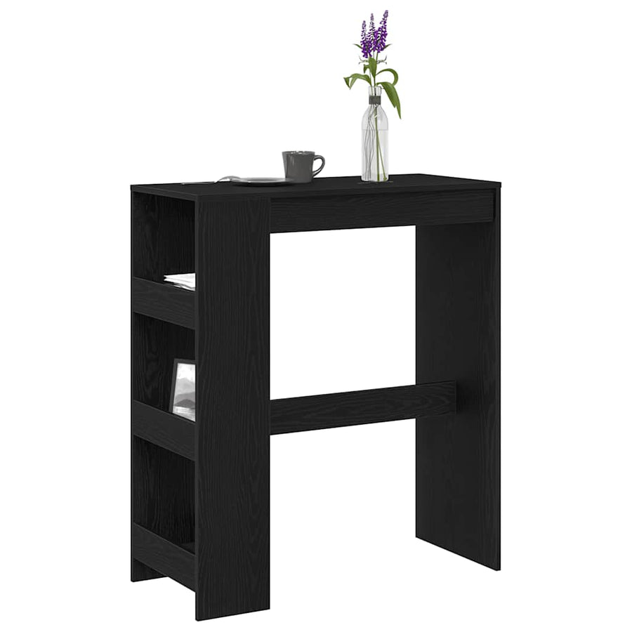 Bartafel met rekken Zwarte eik 90x40x103,5 cm bewerkt hout