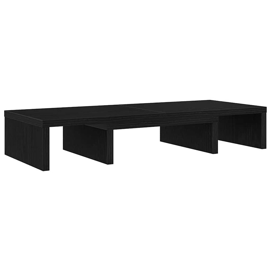 Monitorstandaard verstelbaar zwart eiken 60x24x10,5 cm bewerkt hout