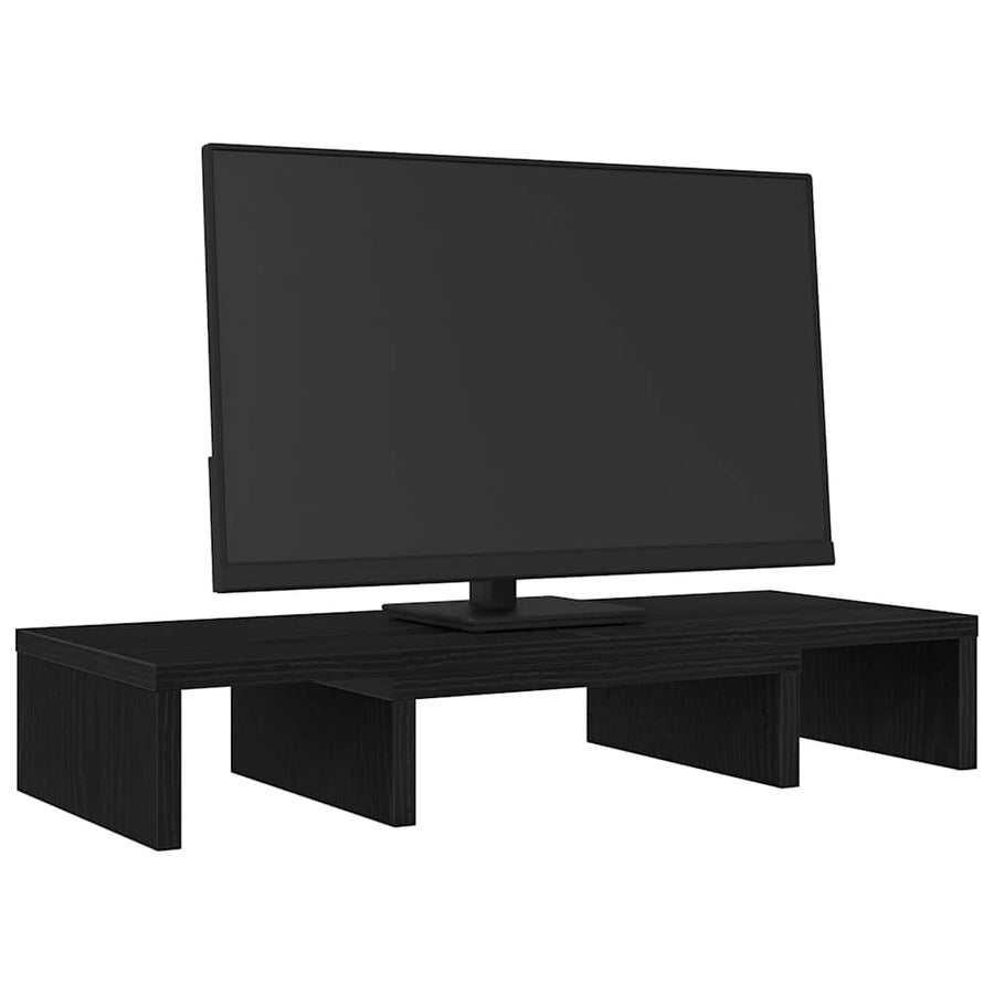 Monitorstandaard verstelbaar zwart eiken 60x24x10,5 cm bewerkt hout