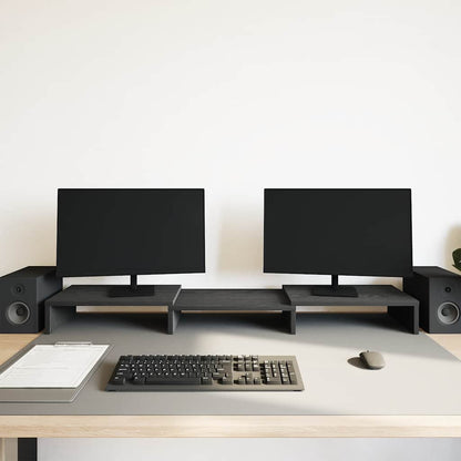 Monitorstandaard Verhoger Verstelbaar Zwart Eiken 80x24x10,5 cm