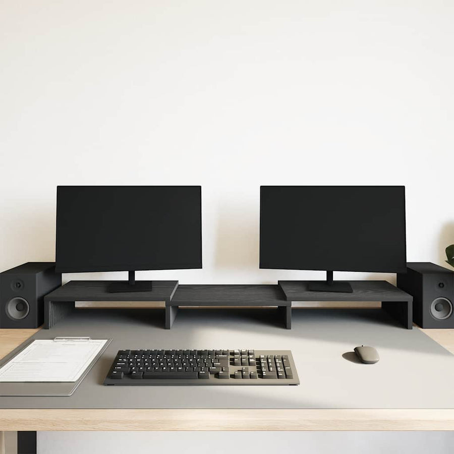 Monitorstandaard Verhoger Verstelbaar Zwart Eiken 80x24x10,5 cm
