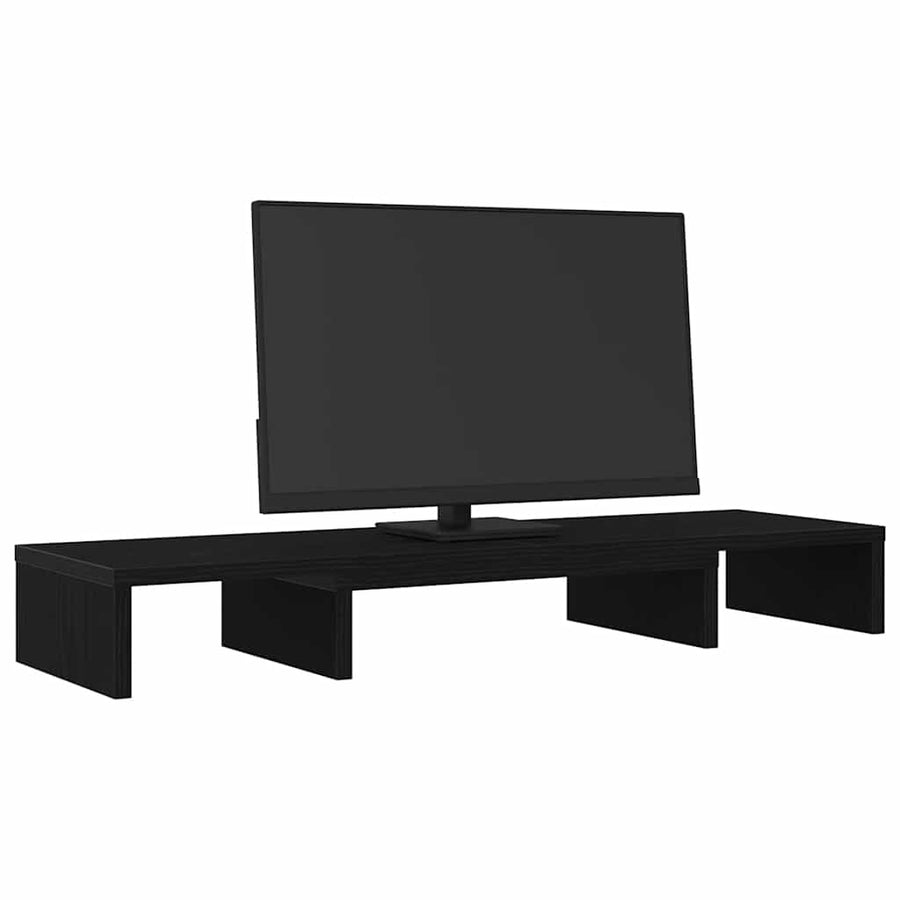 Monitorstandaard Verhoger Verstelbaar Zwart Eiken 80x24x10,5 cm