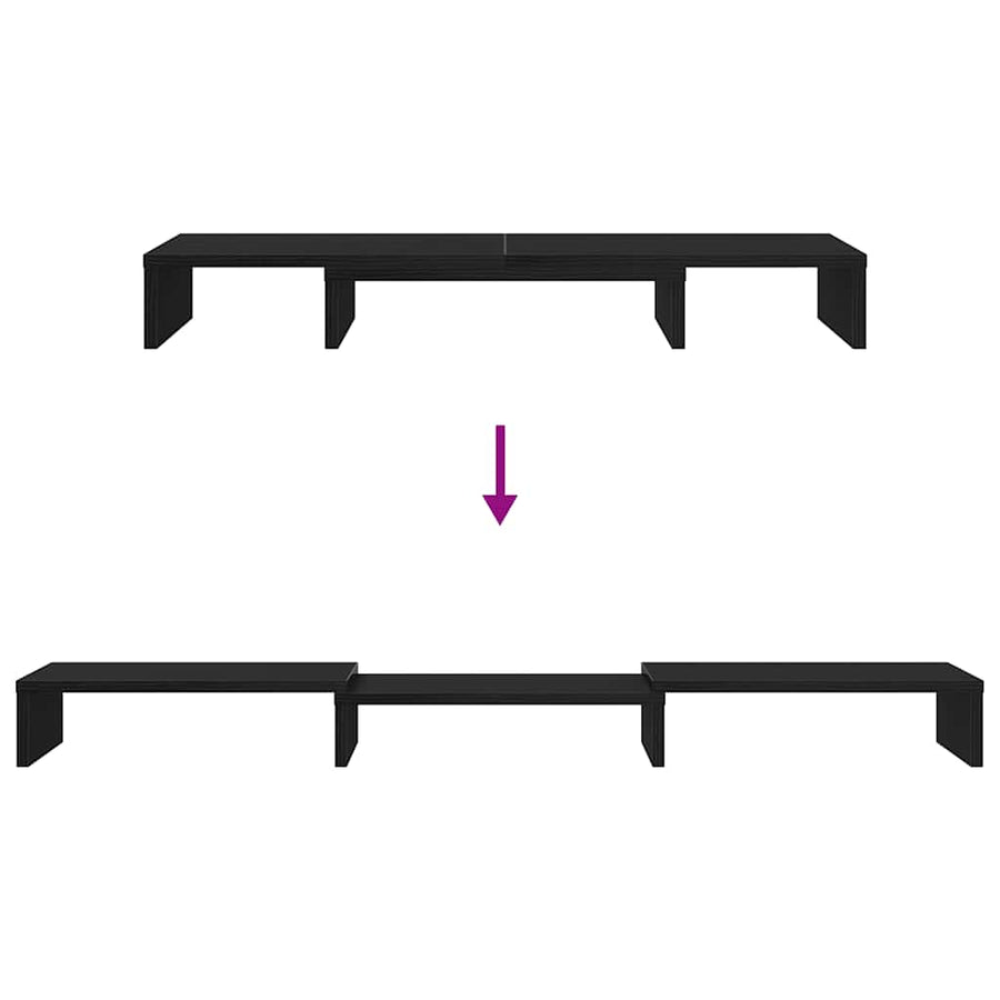 Monitorstandaard Verhoger Verstelbaar Zwart Eiken 80x24x10,5 cm
