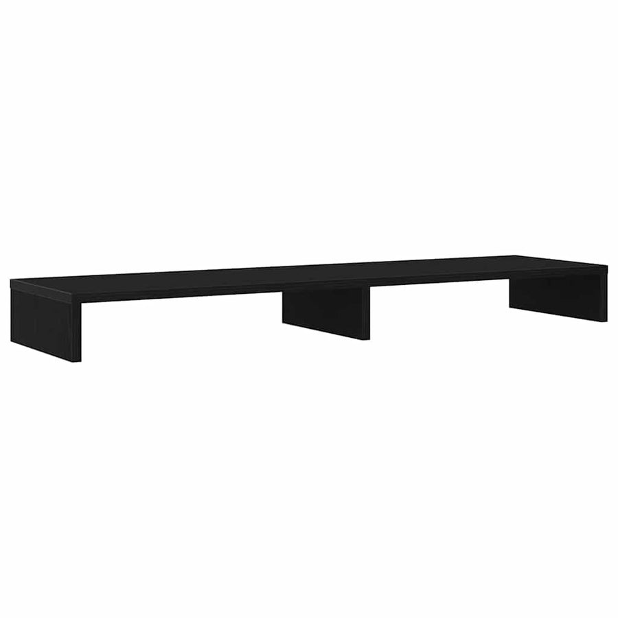 Monitorstandaard Zwart Eiken 100x27x10 cm Bewerkt Hout