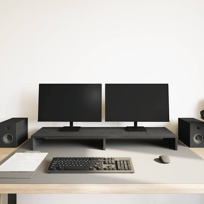 Monitorstandaard Zwart Eiken 100x27x10 cm Bewerkt Hout