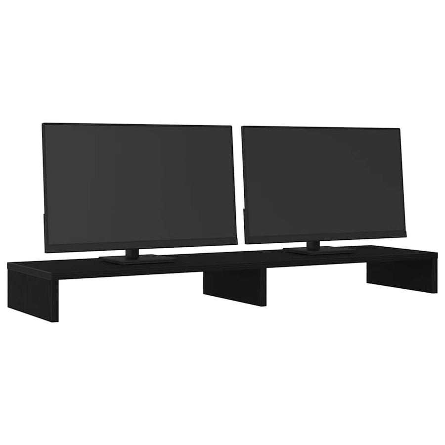 Monitorstandaard Zwart Eiken 100x27x10 cm Bewerkt Hout