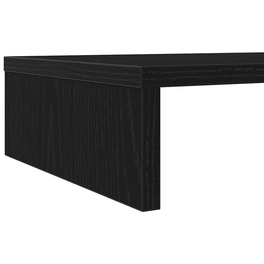 Monitorstandaard Zwart Eiken 100x27x10 cm Bewerkt Hout