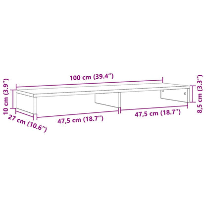 Monitorstandaard Zwart Eiken 100x27x10 cm Bewerkt Hout
