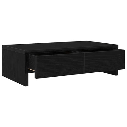 Monitorstandaard met lades, zwart eiken, 50x27x15 cm, bewerkt hout