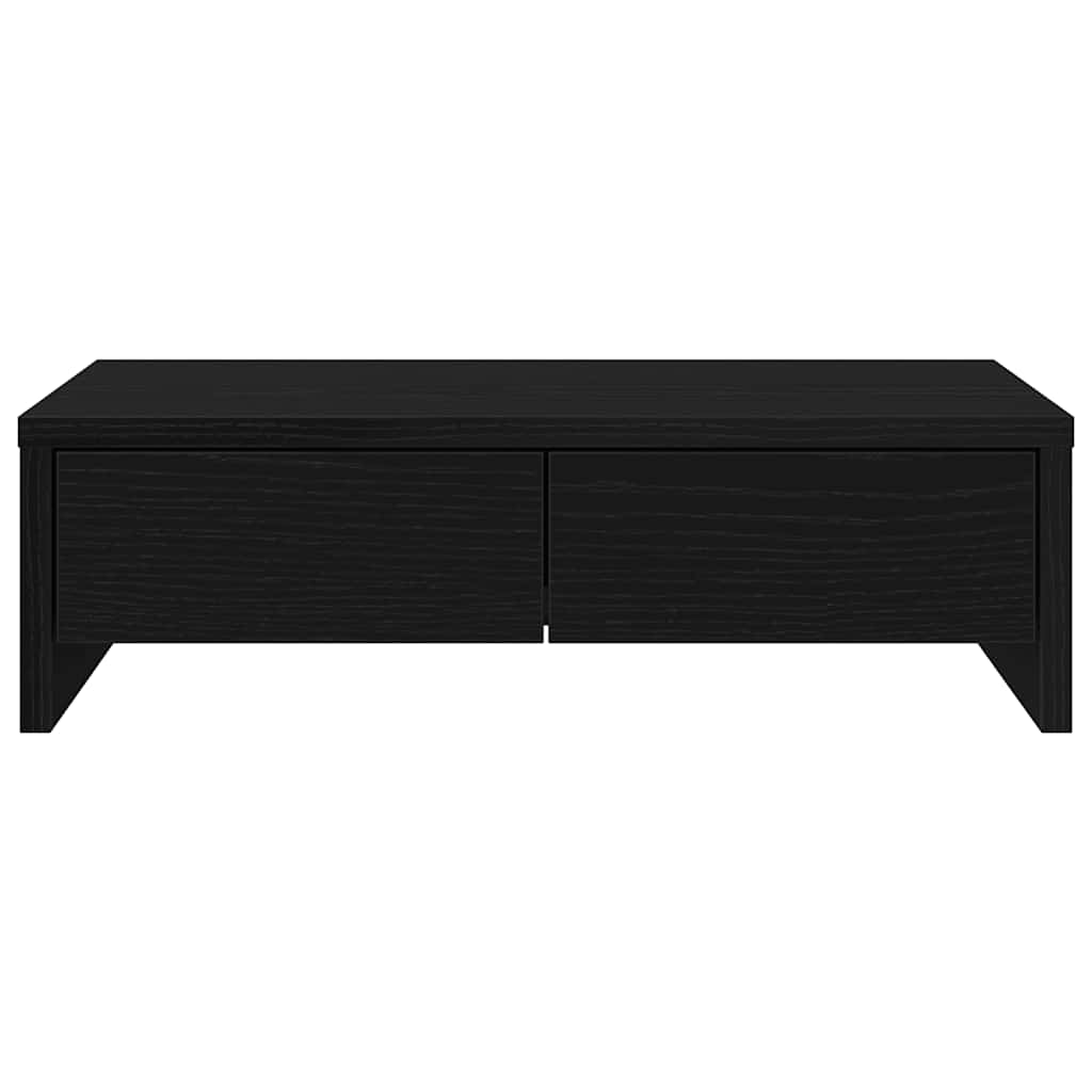 Monitorstandaard met lades, zwart eiken, 50x27x15 cm, bewerkt hout