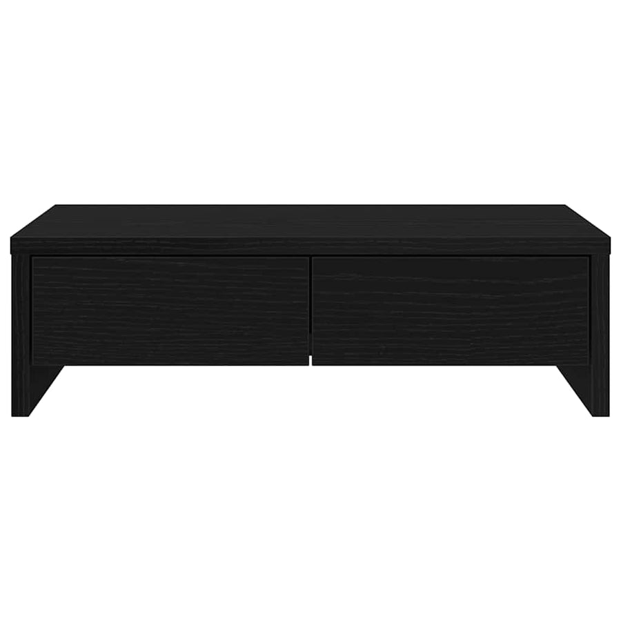 Monitorstandaard met lades, zwart eiken, 50x27x15 cm, bewerkt hout