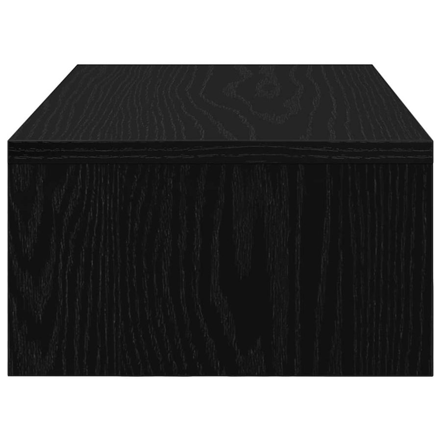 Monitorstandaard met lades, zwart eiken, 50x27x15 cm, bewerkt hout