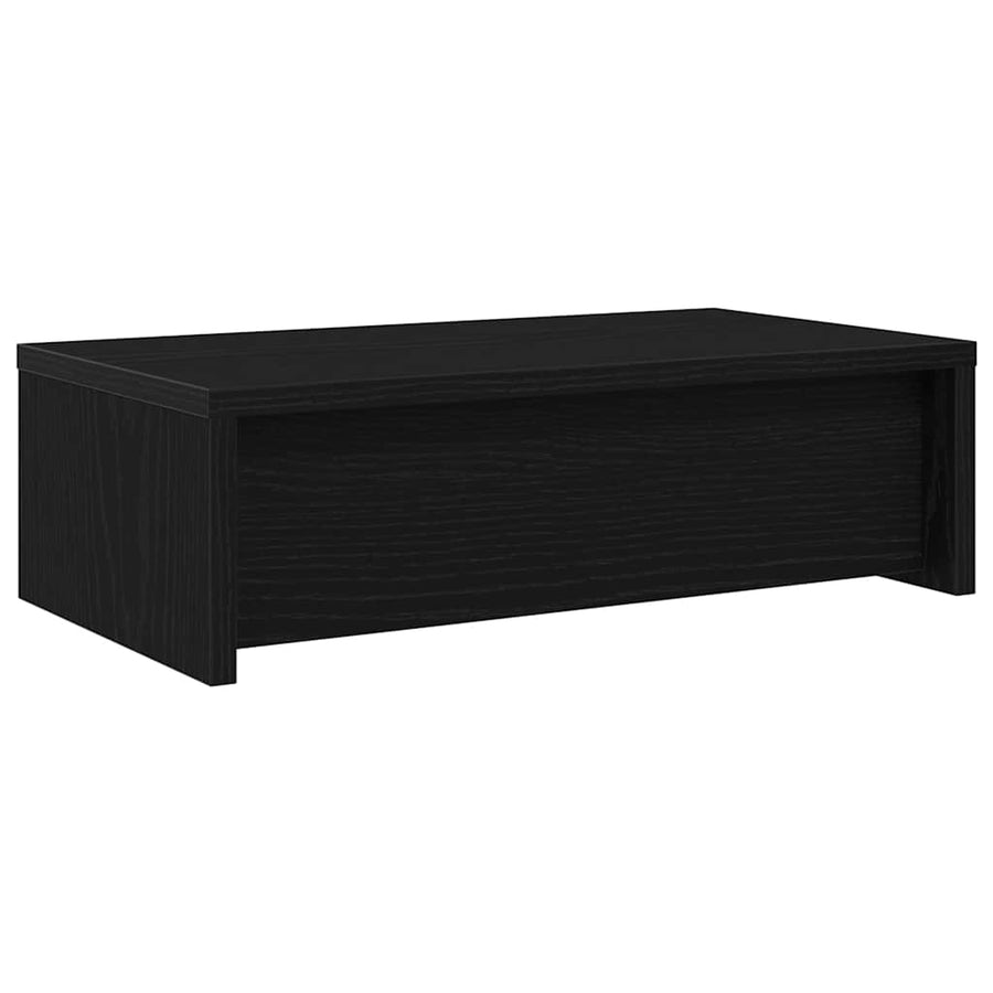 Monitorstandaard met lades, zwart eiken, 50x27x15 cm, bewerkt hout