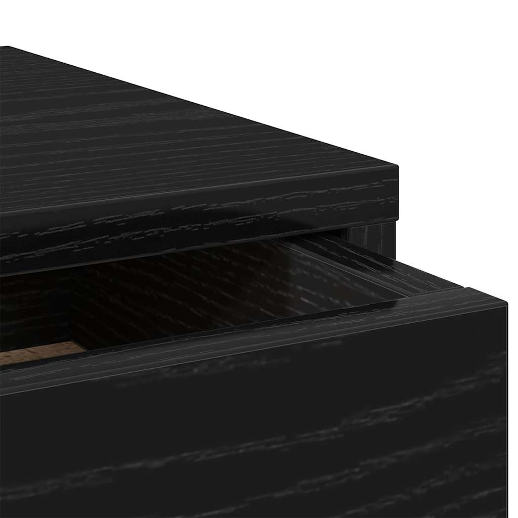 Monitorstandaard met lades, zwart eiken, 50x27x15 cm, bewerkt hout
