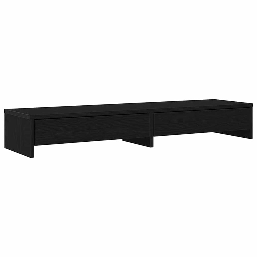 Monitorstandaard met lades, zwart eiken, 100 x 27 x 15 cm, bewerkt hout