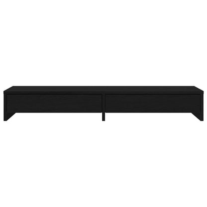 Monitorstandaard met lades, zwart eiken, 100 x 27 x 15 cm, bewerkt hout