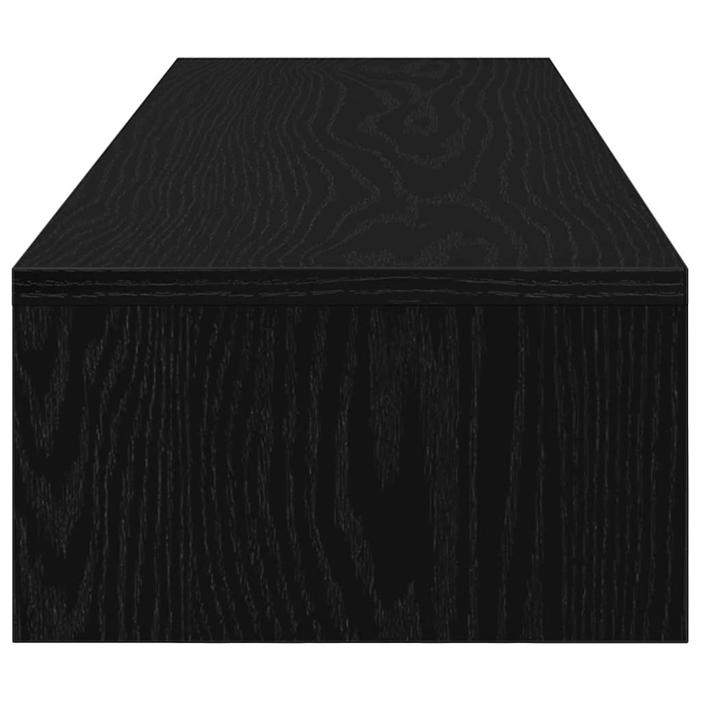 Monitorstandaard met lades, zwart eiken, 100 x 27 x 15 cm, bewerkt hout
