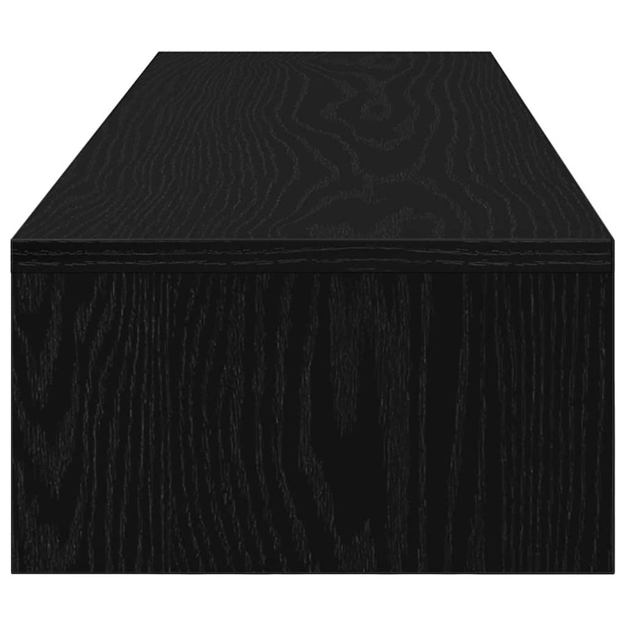 Monitorstandaard met lades, zwart eiken, 100 x 27 x 15 cm, bewerkt hout
