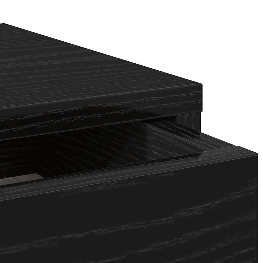 Monitorstandaard met lades, zwart eiken, 100 x 27 x 15 cm, bewerkt hout