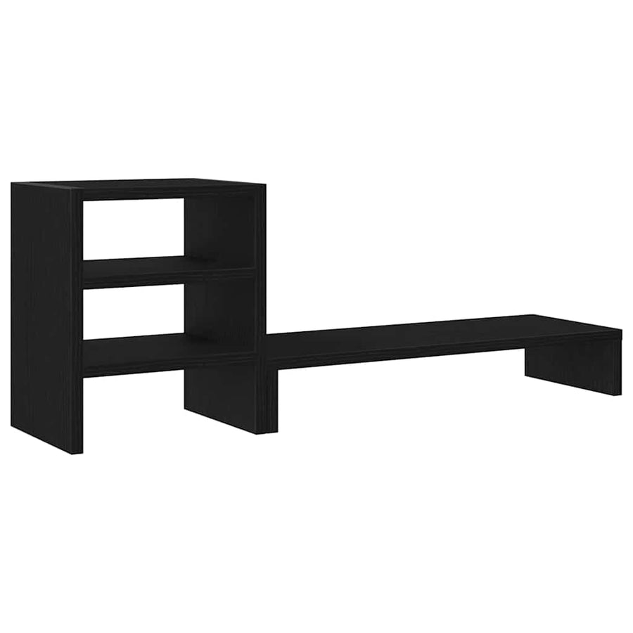 Monitorstandaard met bureau-organizer, zwart eikenhout