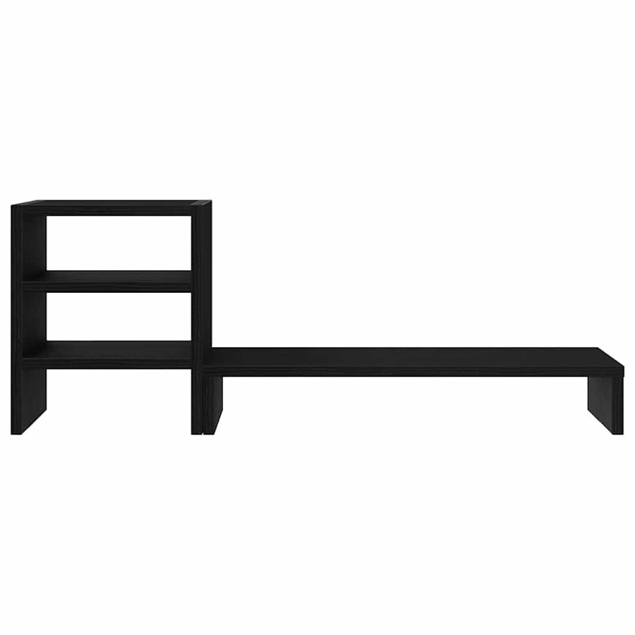 Monitorstandaard met bureau-organizer, zwart eikenhout