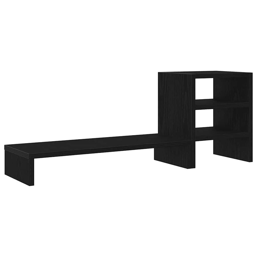 Monitorstandaard met bureau-organizer, zwart eikenhout