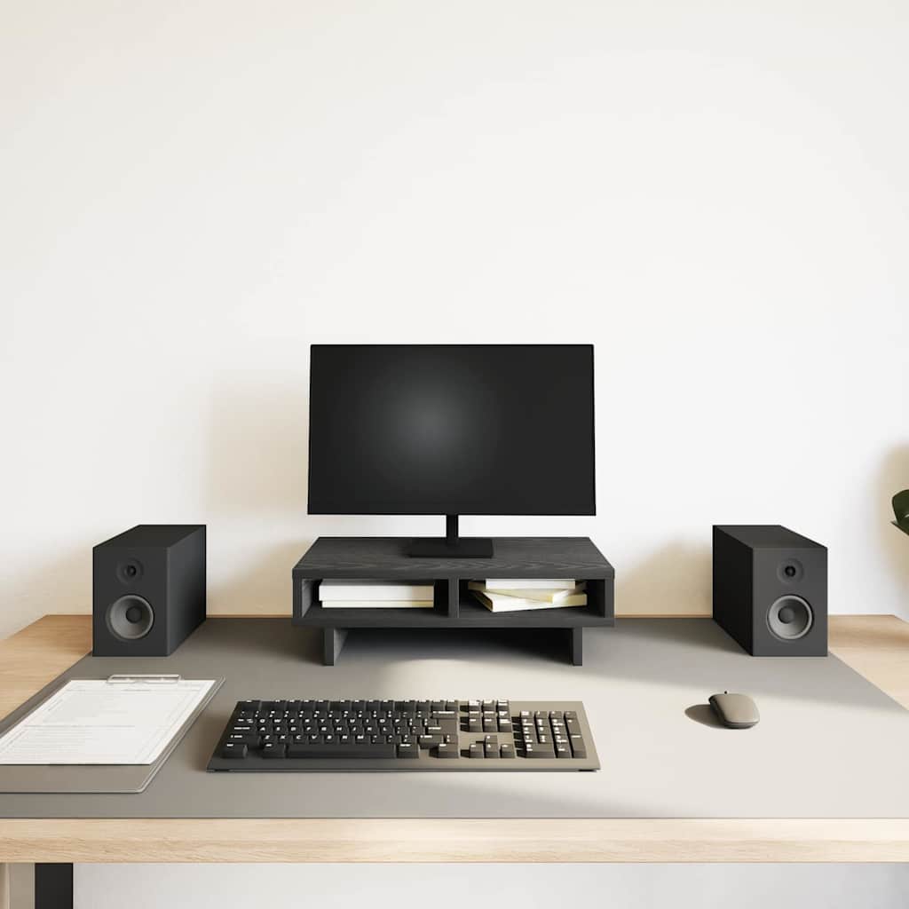 Monitorstandaard Zwart Eiken 50x27x15 cm Bewerkt Hout