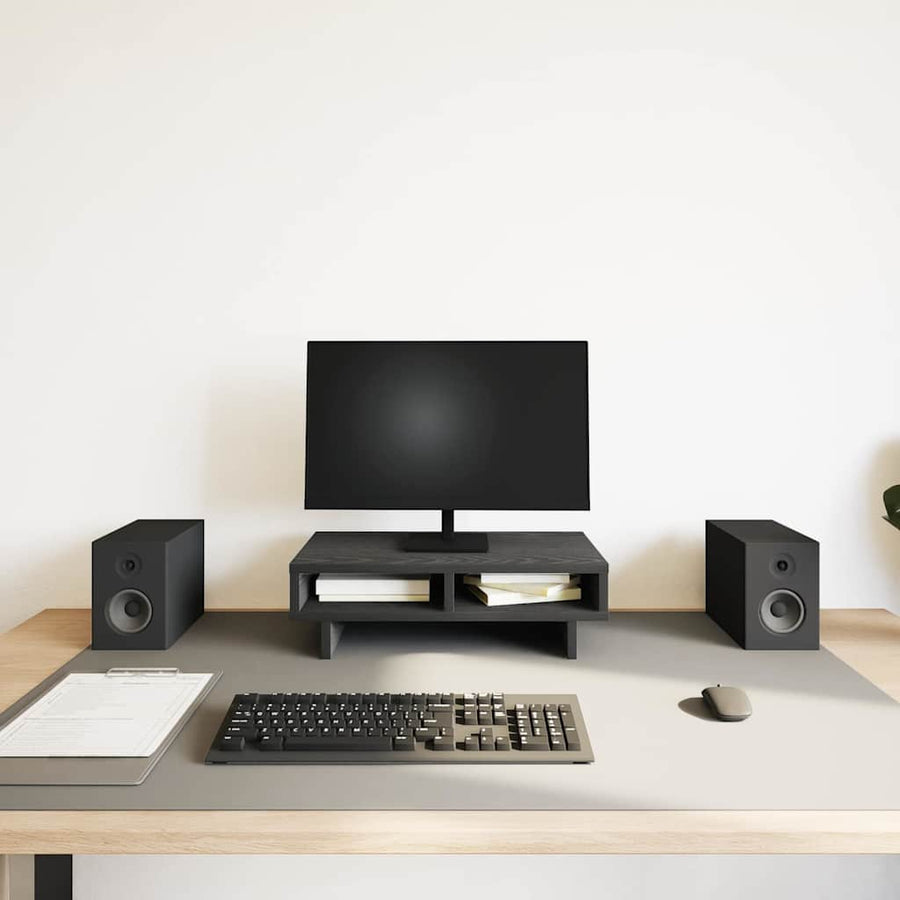 Monitorstandaard Zwart Eiken 50x27x15 cm Bewerkt Hout