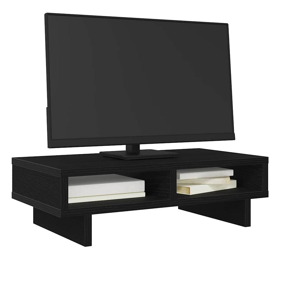 Monitorstandaard Zwart Eiken 50x27x15 cm Bewerkt Hout