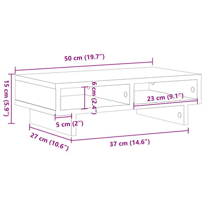 Monitorstandaard Zwart Eiken 50x27x15 cm Bewerkt Hout
