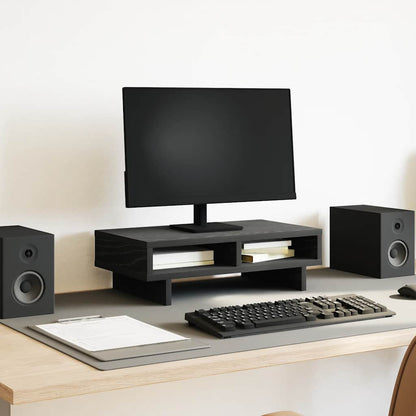 Monitorstandaard Zwart Eiken 50x27x15 cm Bewerkt Hout