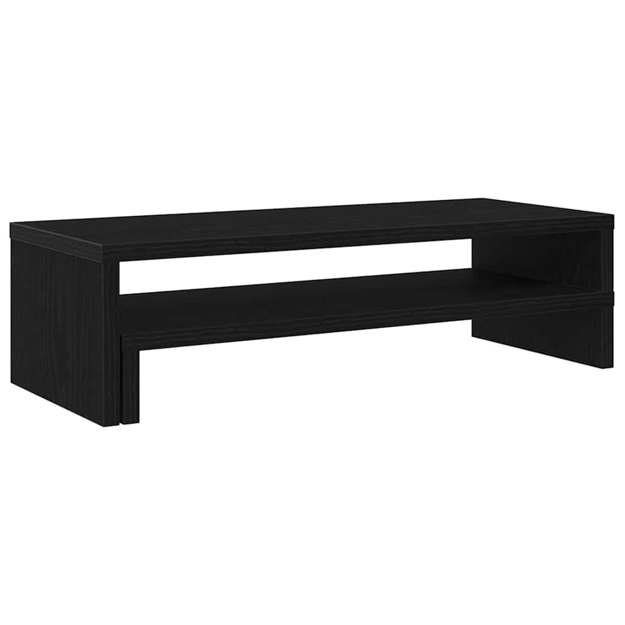 Monitorstandaard Zwart Eiken 54x22x15 cm Bewerkt Hout