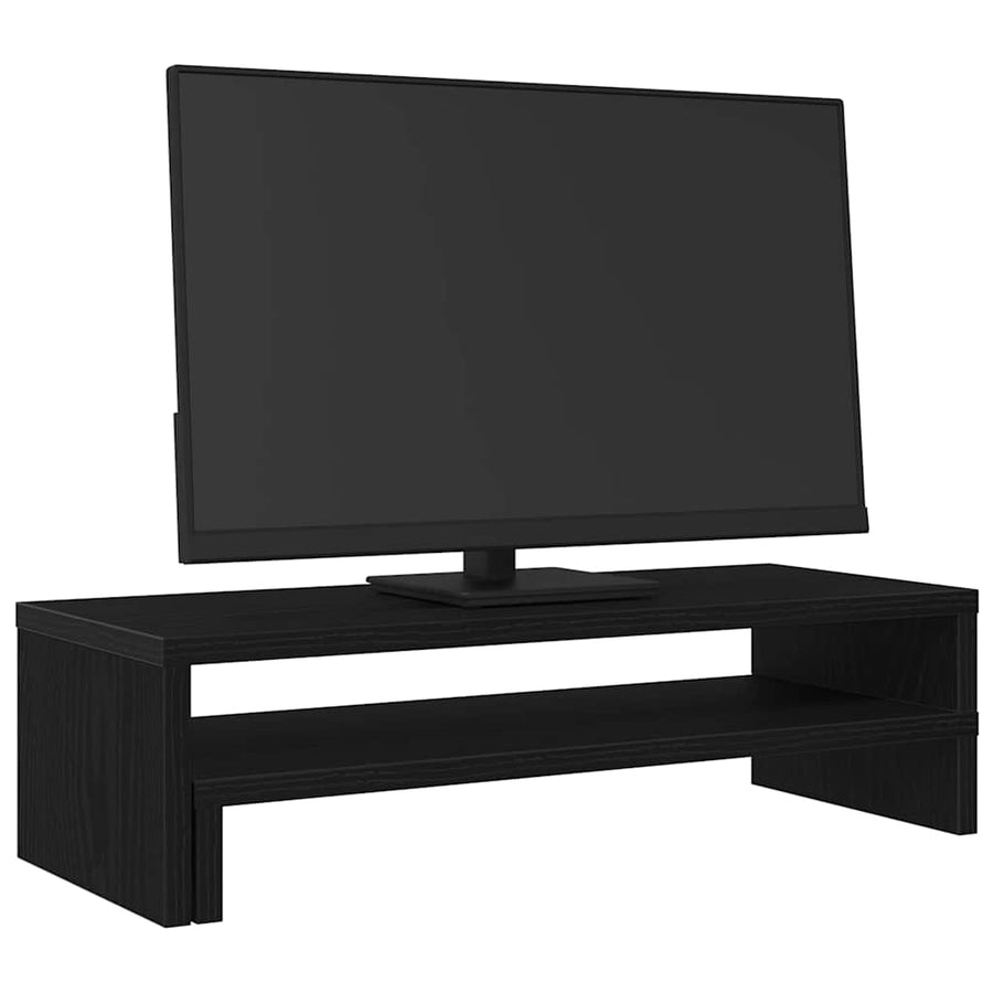 Monitorstandaard Zwart Eiken 54x22x15 cm Bewerkt Hout