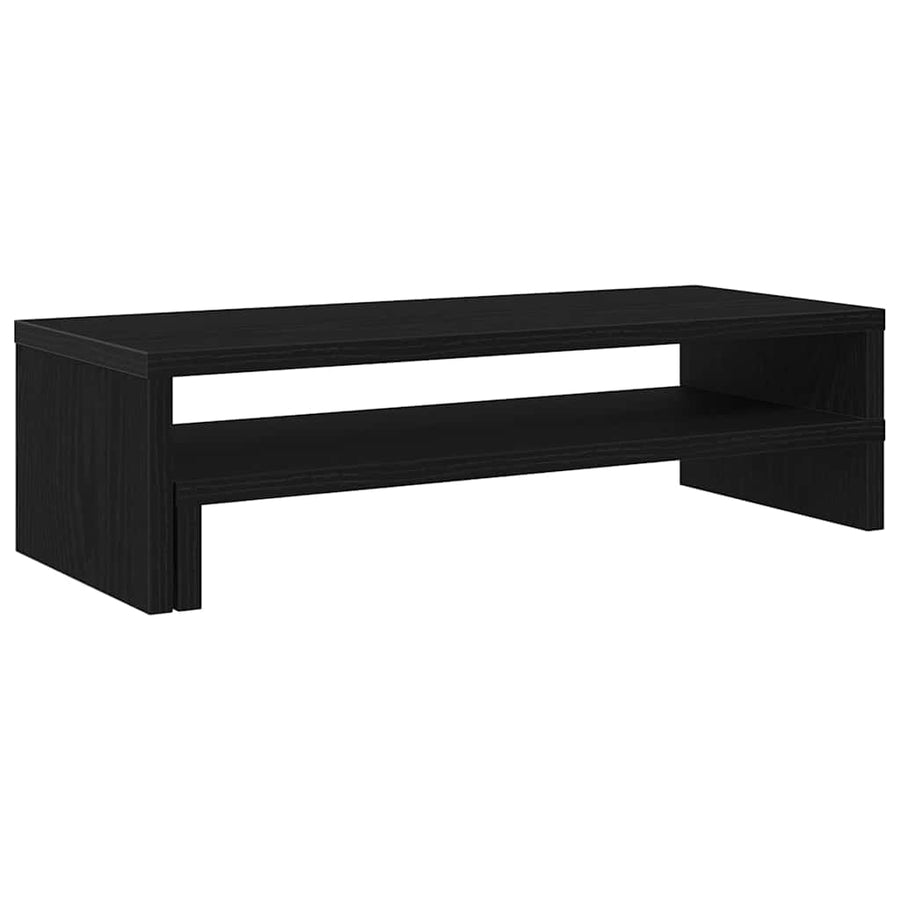 Monitorstandaard Zwart Eiken 54x22x15 cm Bewerkt Hout