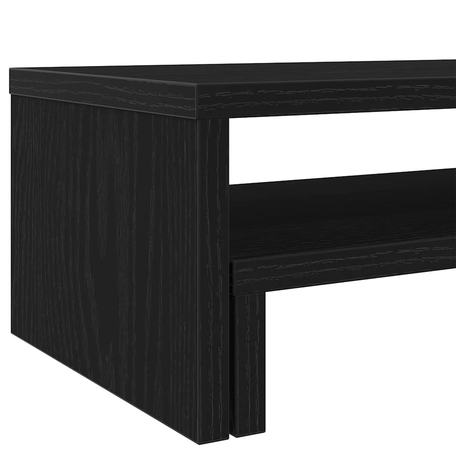 Monitorstandaard Zwart Eiken 54x22x15 cm Bewerkt Hout