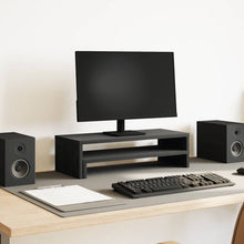 Monitorstandaard Zwart Eiken 54x22x15 cm Bewerkt Hout