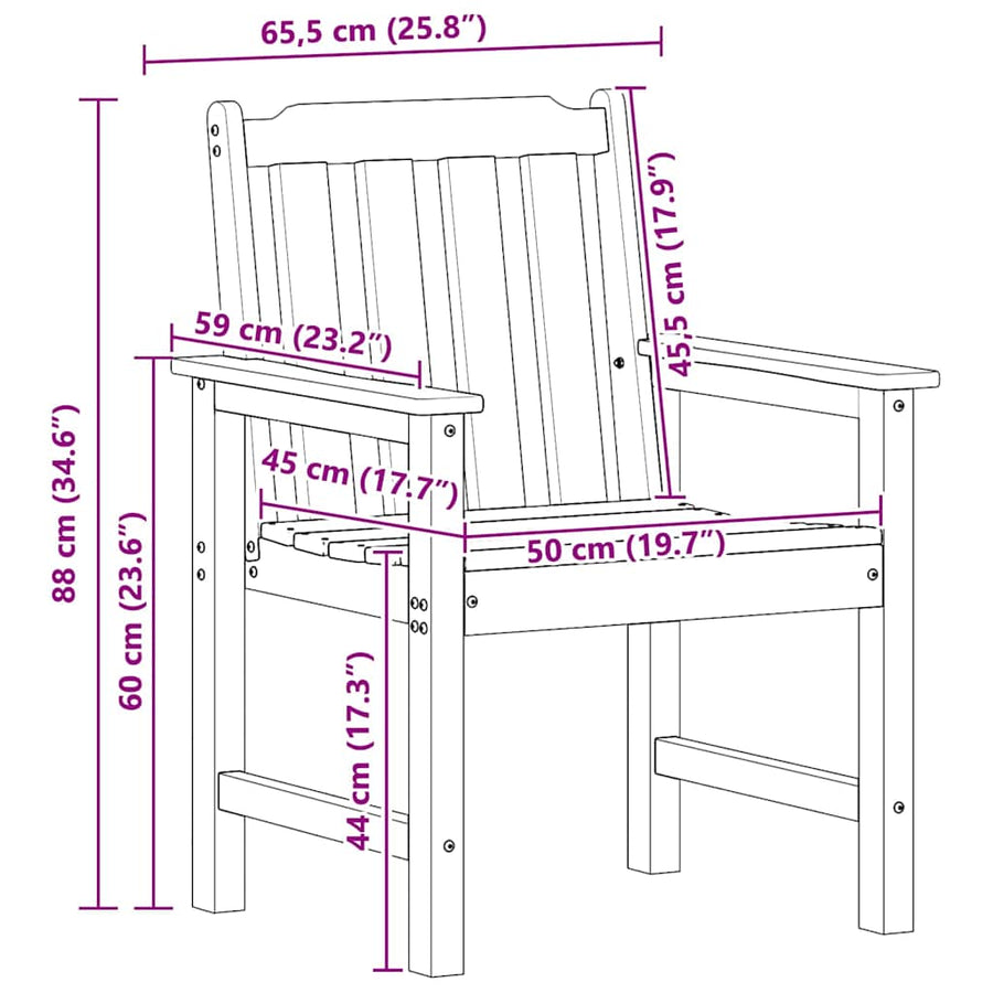Tuin Eetkamer 2 Pcs 65,5 X 59 X 88 Cm Hdpe Lichtgrijs Stoel