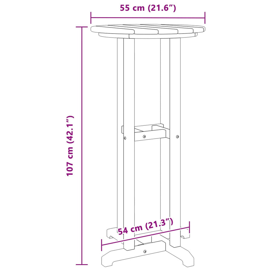 Bartafel Zwart 55 x 55 x 107 cm Polyetheen